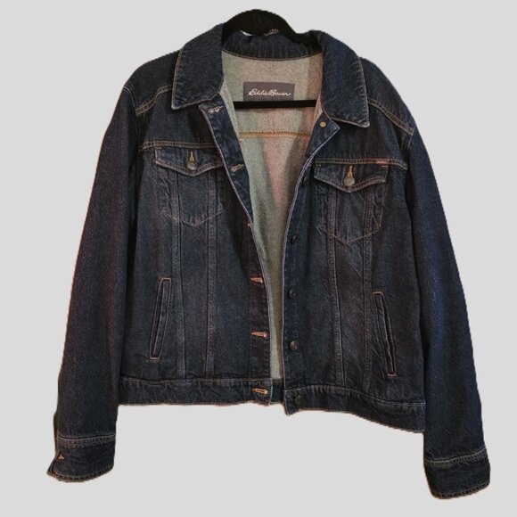 EDDIE BAUER Women's Jean Jacket Plus Size 2XL Blue Denim Excellent Condition - Picture 1 of 7